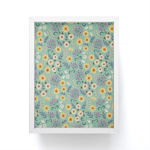 Pimlada Phuapradit Ditsy Floral Blue Green Framed Mini Art Print