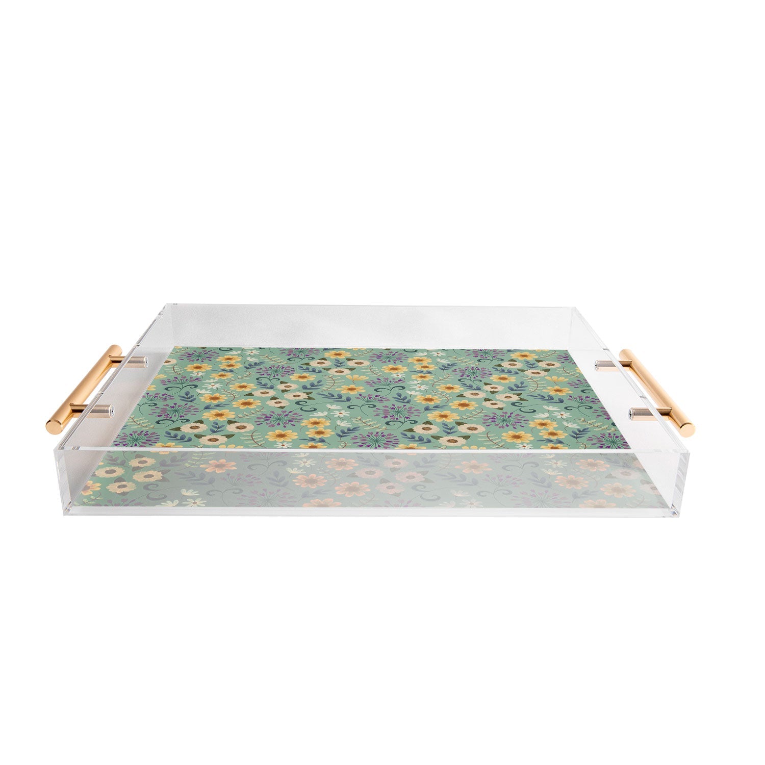 Pimlada Phuapradit Ditsy Floral Blue Green Acrylic Tray