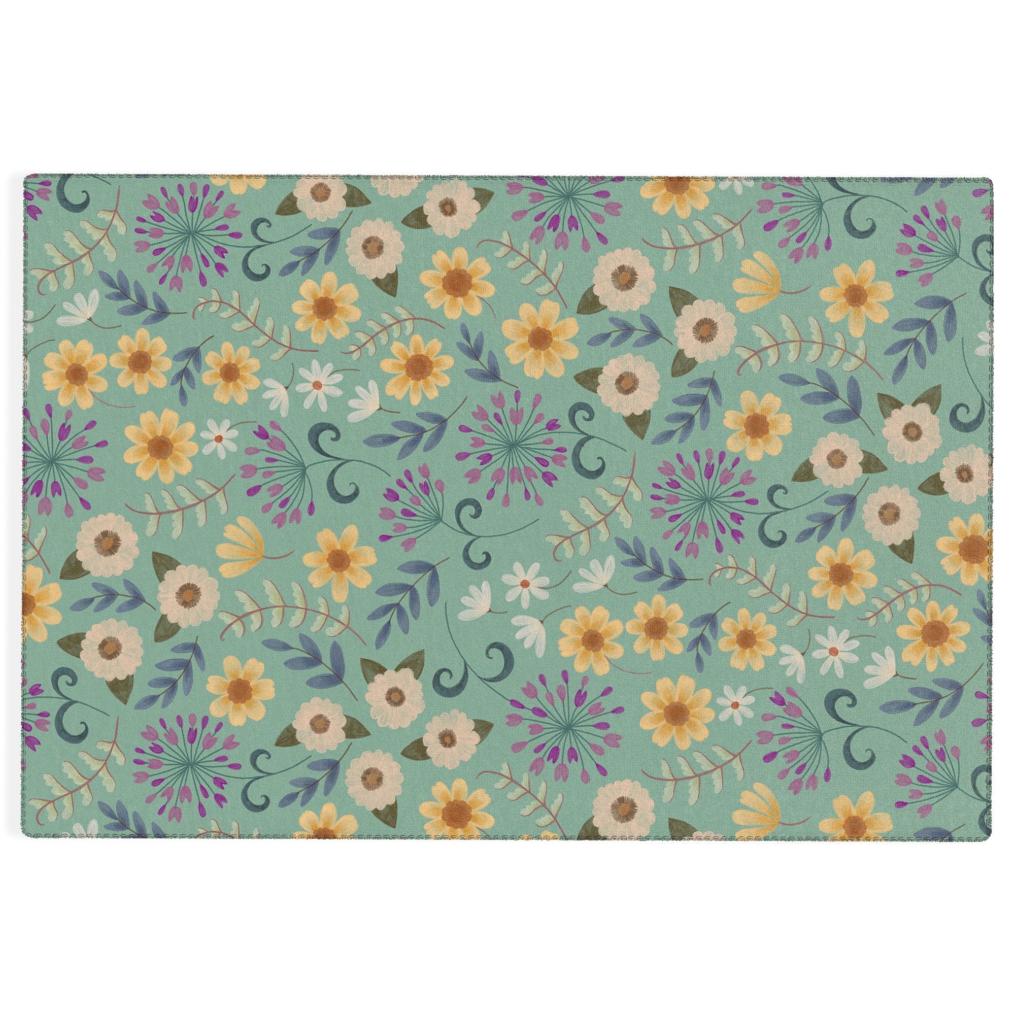 Pimlada Phuapradit Ditsy Floral Blue Green Outdoor Rug