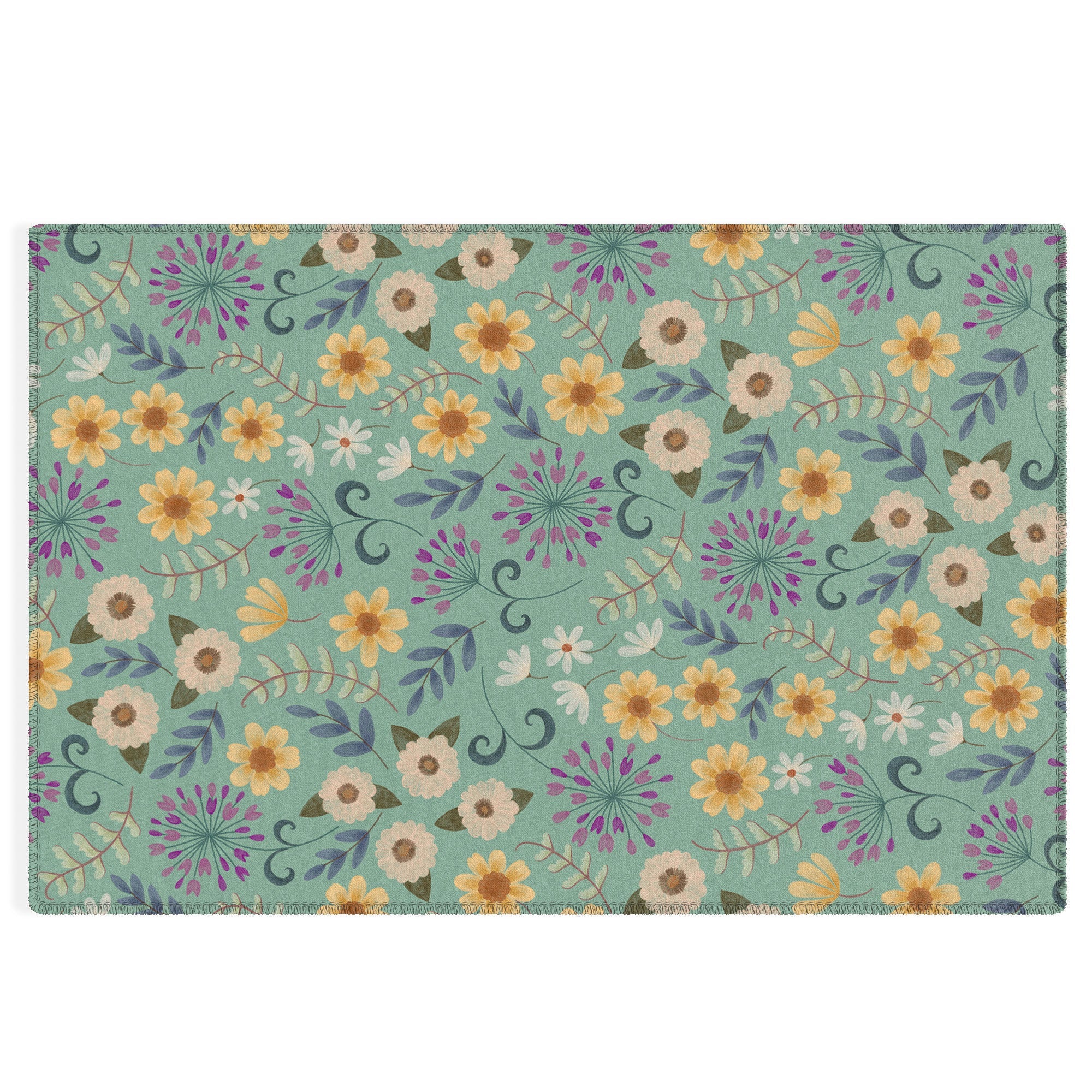 Pimlada Phuapradit Ditsy Floral Blue Green Outdoor Rug