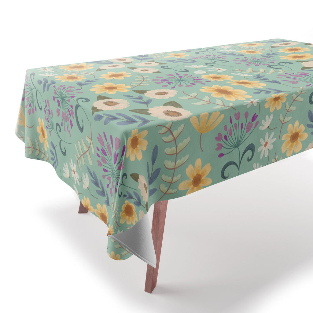 Pimlada Phuapradit Ditsy Floral Blue Green Tablecloth