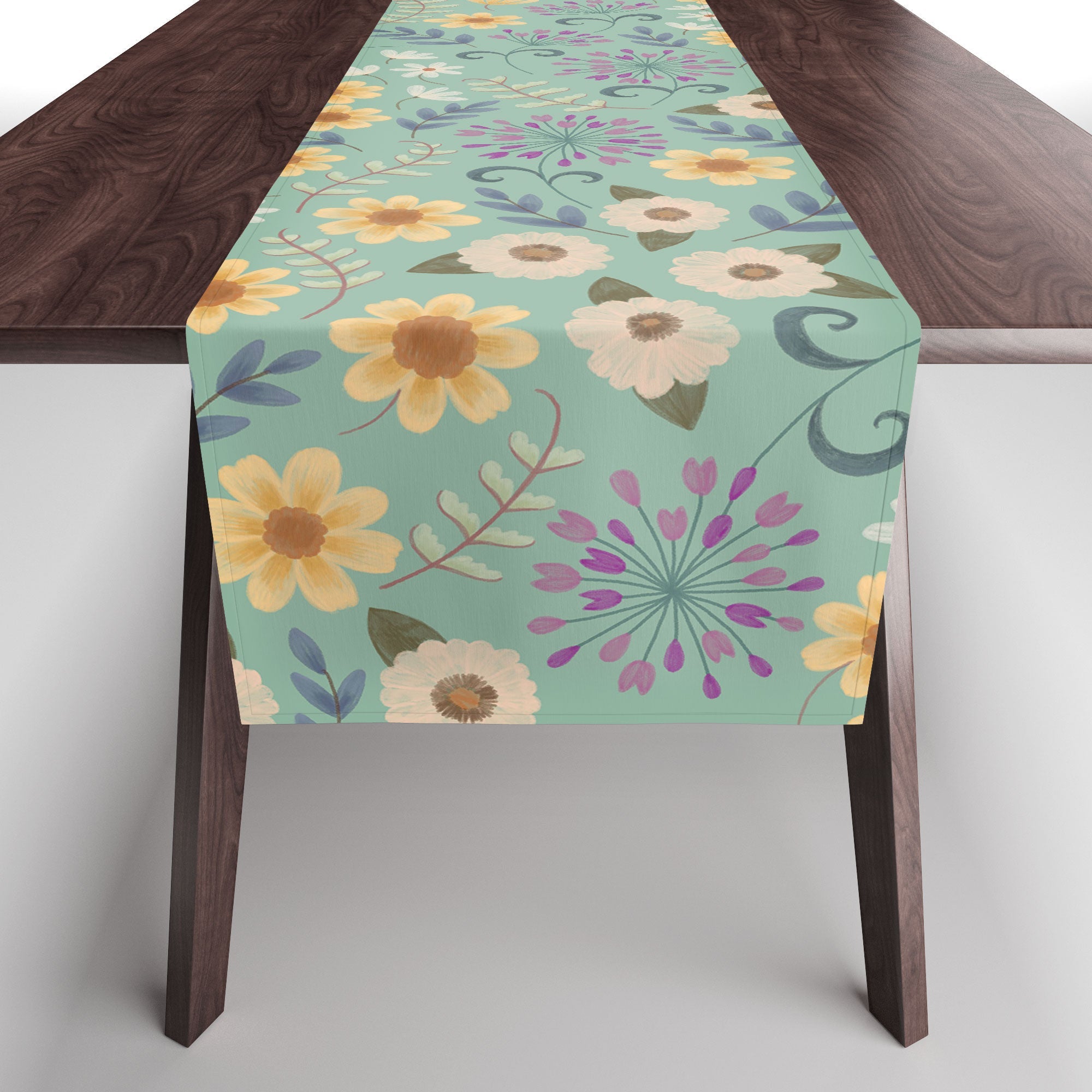 Pimlada Phuapradit Ditsy Floral Blue Green Table Runner