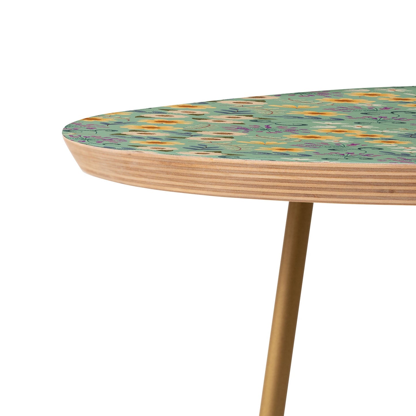 Pimlada Phuapradit Ditsy Floral Blue Green Round Side Table