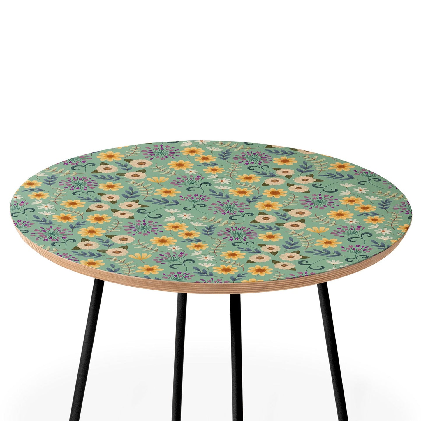 Pimlada Phuapradit Ditsy Floral Blue Green Round Side Table