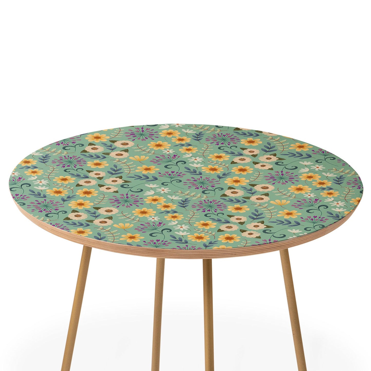 Pimlada Phuapradit Ditsy Floral Blue Green Round Side Table