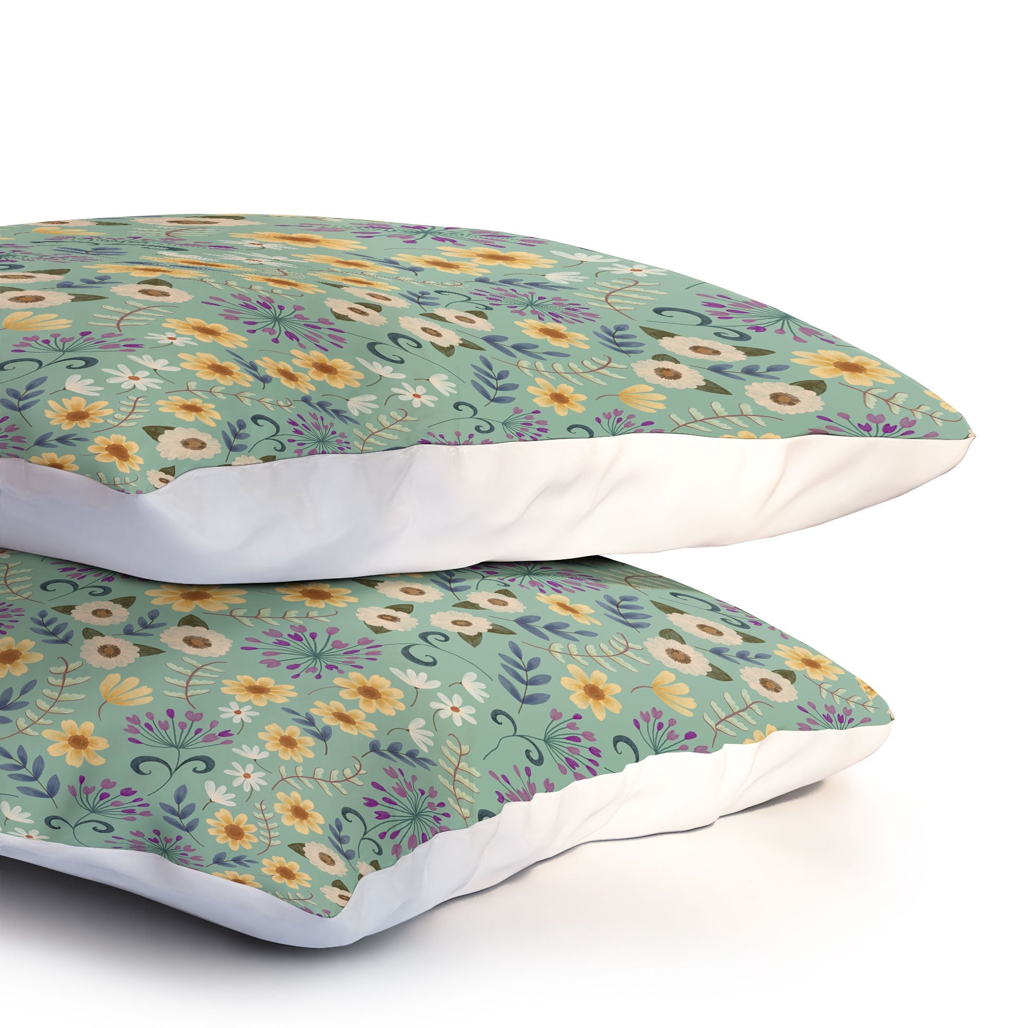 Pimlada Phuapradit Ditsy Floral Blue Green Pillow Shams
