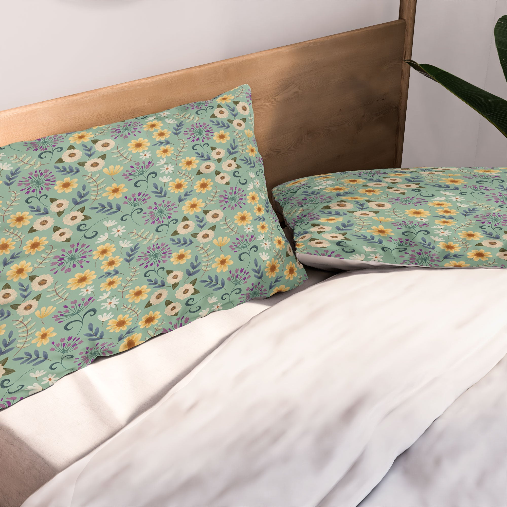 Pimlada Phuapradit Ditsy Floral Blue Green Pillow Shams