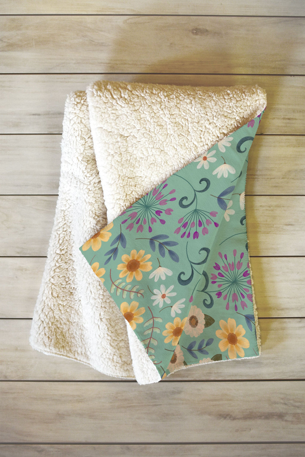 Pimlada Phuapradit Ditsy Floral Blue Green Fleece Throw Blanket