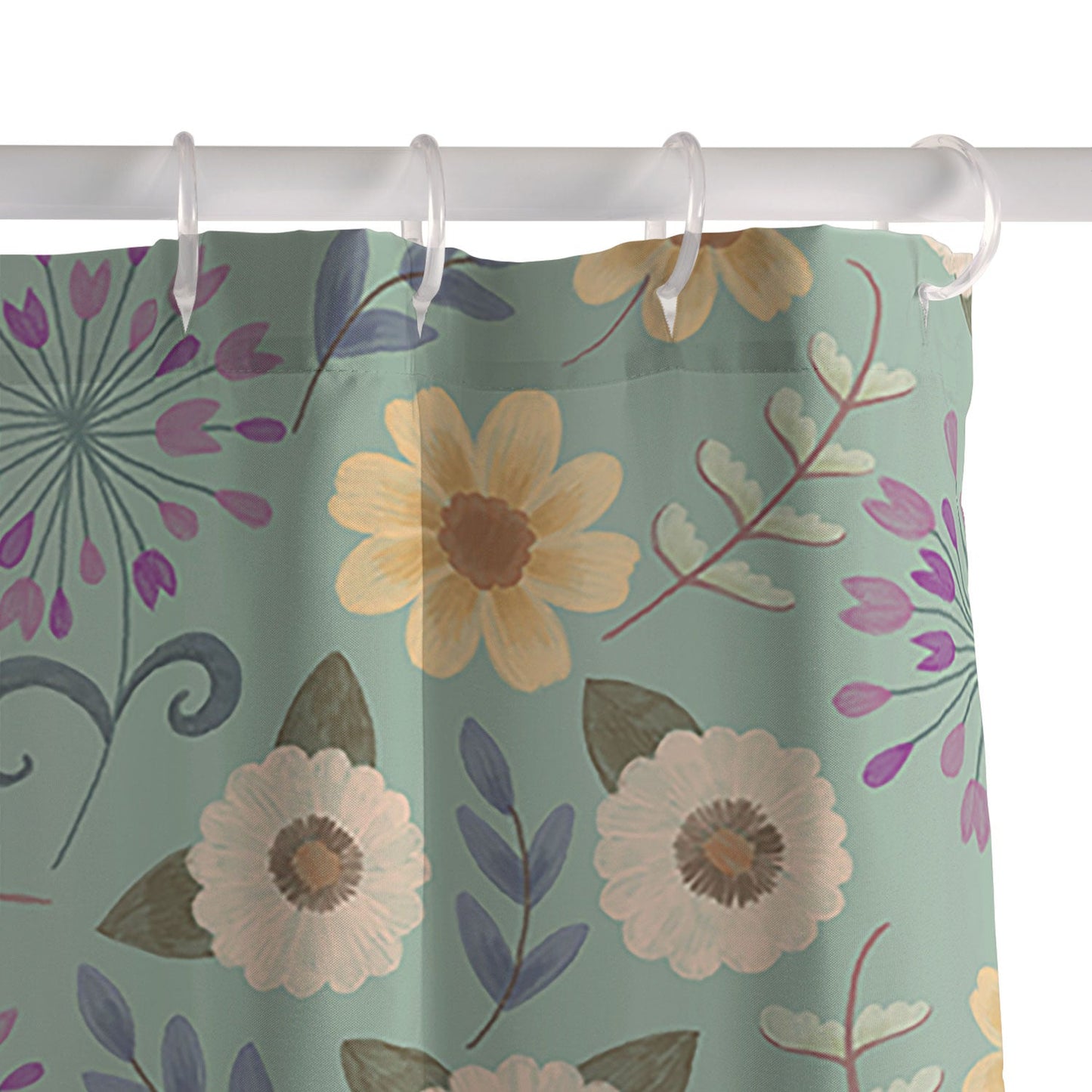 Pimlada Phuapradit Ditsy Floral Blue Green Shower Curtain