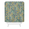 Pimlada Phuapradit Ditsy Floral Blue Green Shower Curtain