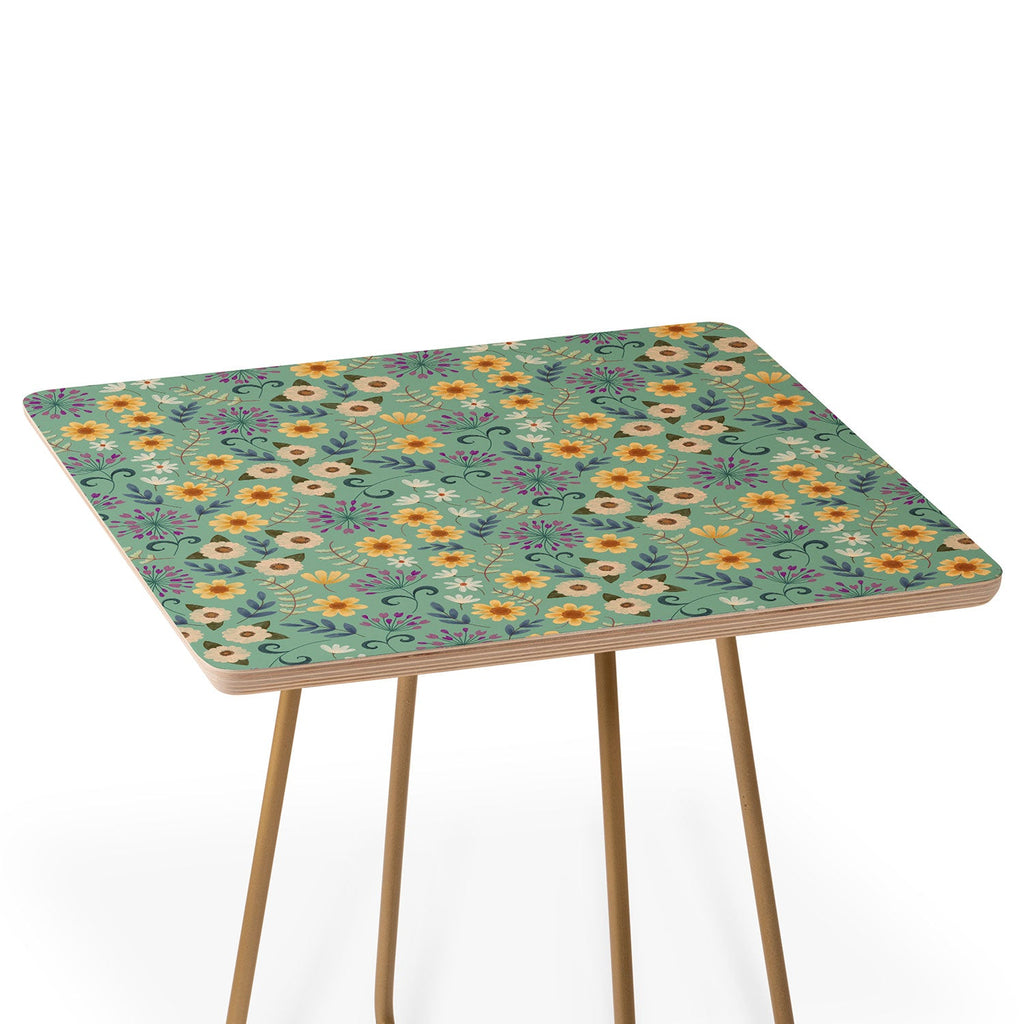 Pimlada Phuapradit Ditsy Floral Blue Green Side Table
