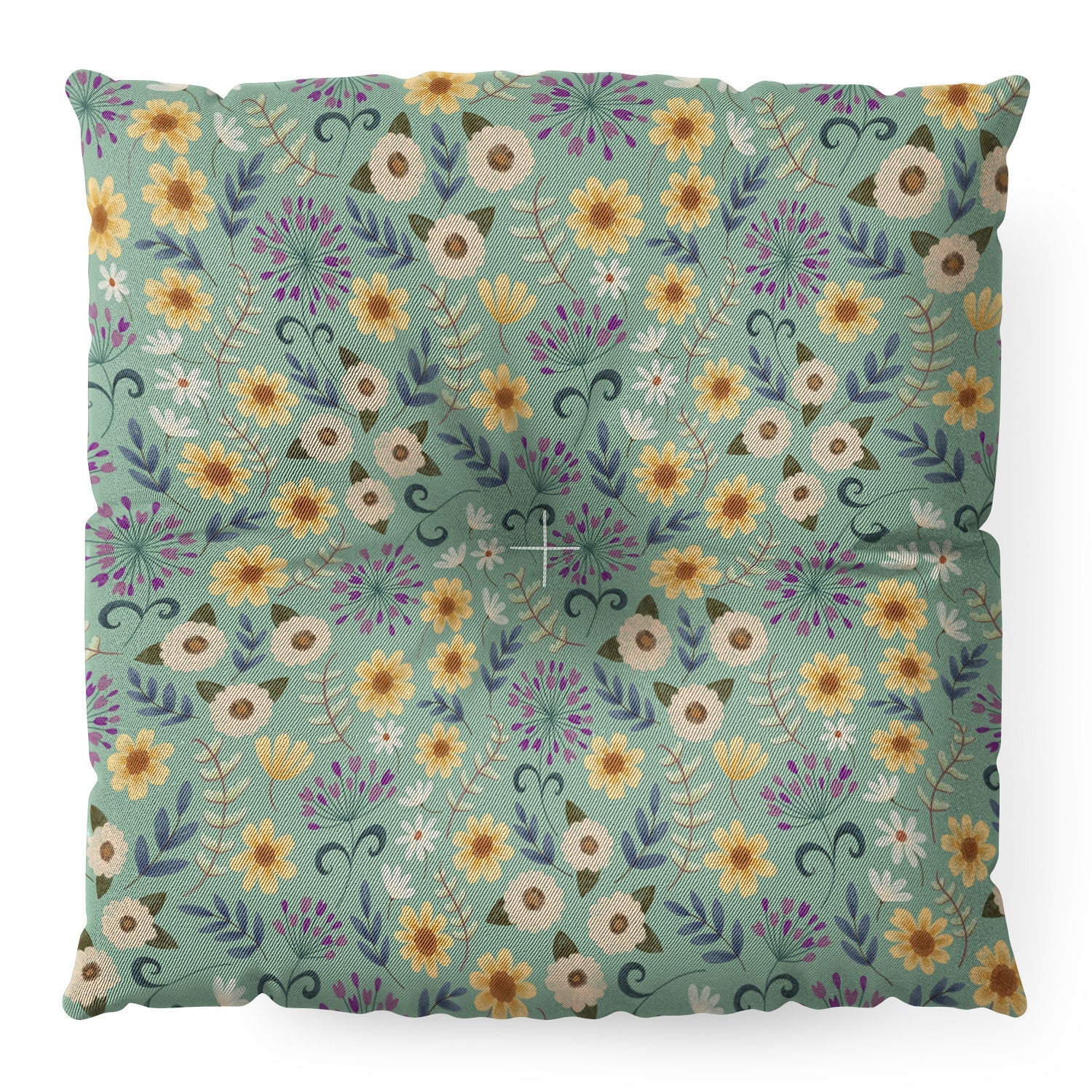 Pimlada Phuapradit Ditsy Floral Blue Green Floor Pillow Square