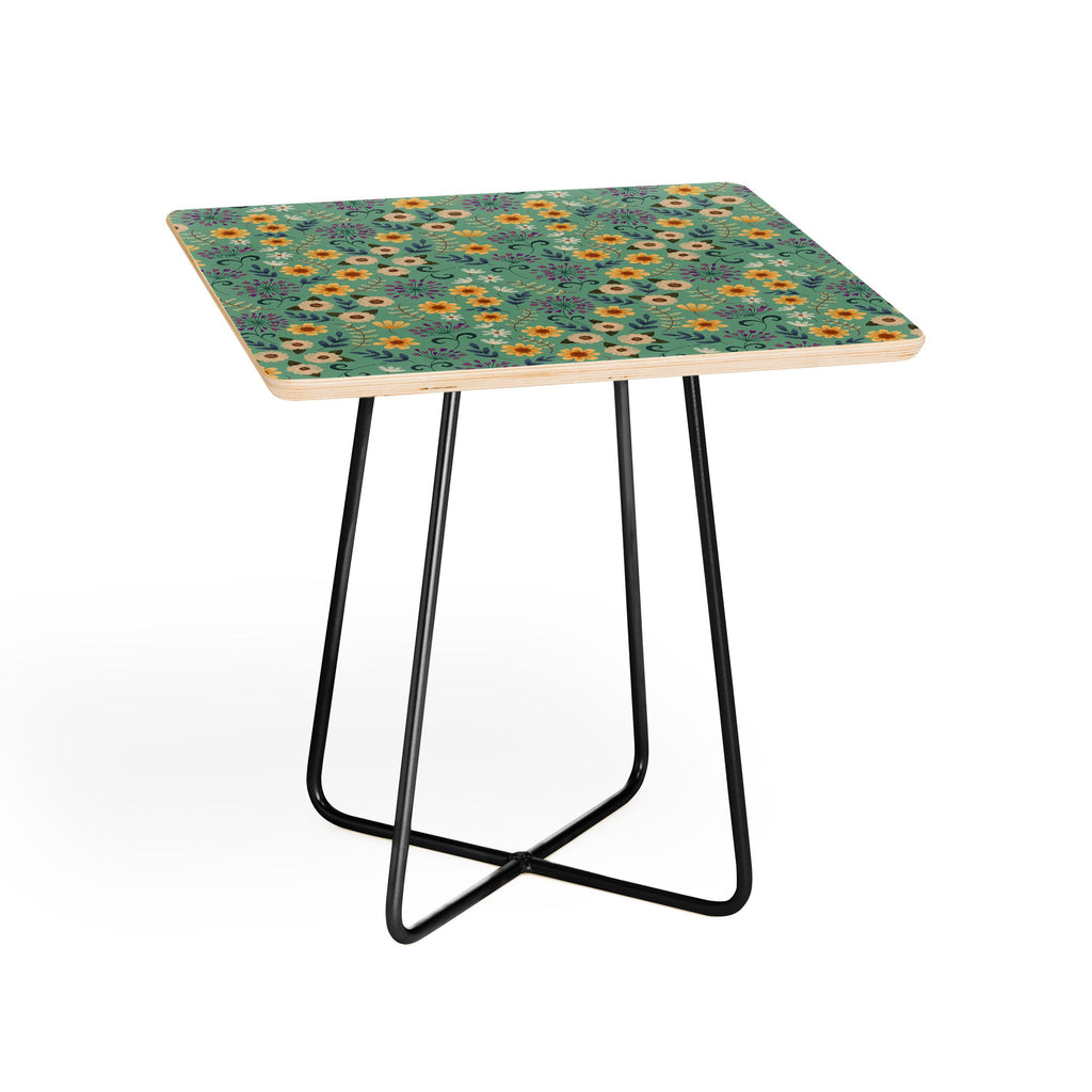 Pimlada Phuapradit Ditsy Floral Blue Green Side Table