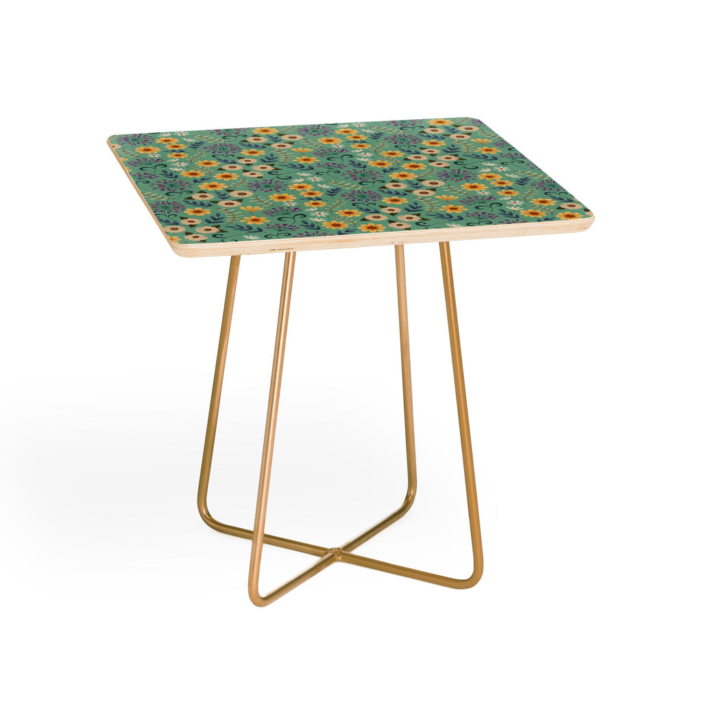 Pimlada Phuapradit Ditsy Floral Blue Green Side Table