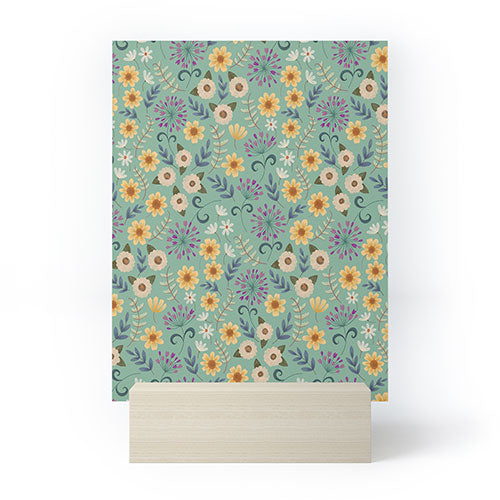 Pimlada Phuapradit Ditsy Floral Blue Green Mini Art Print