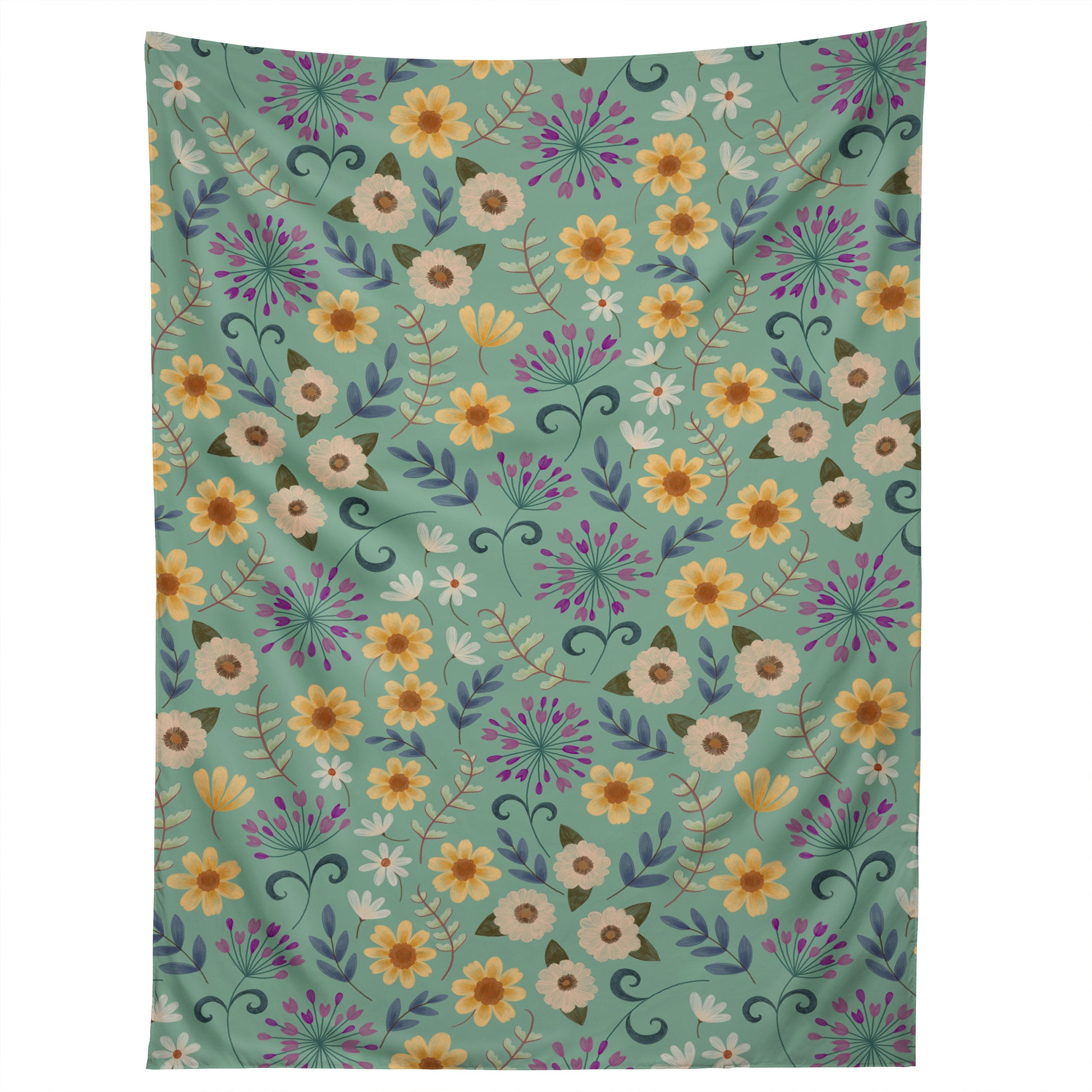 Pimlada Phuapradit Ditsy Floral Blue Green Tapestry