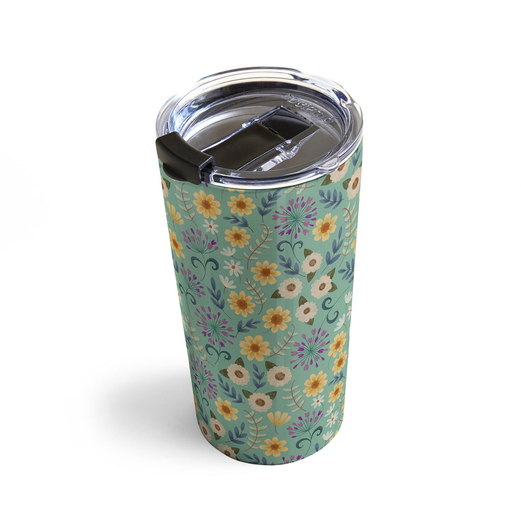 Pimlada Phuapradit Ditsy Floral Blue Green Travel Mug