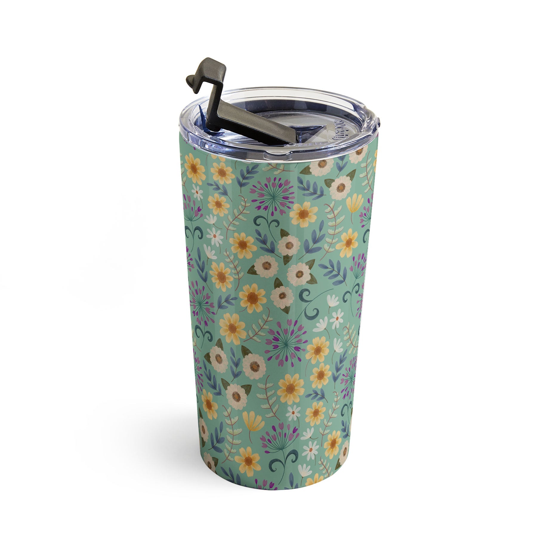 Pimlada Phuapradit Ditsy Floral Blue Green Travel Mug