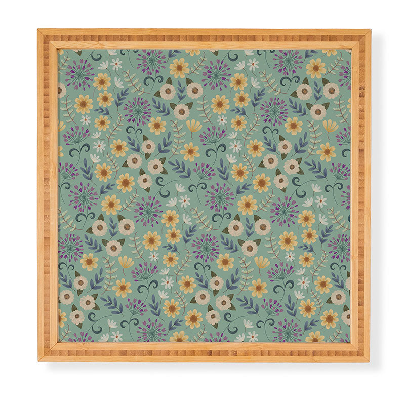 Pimlada Phuapradit Ditsy Floral Blue Green Framed Wall Art