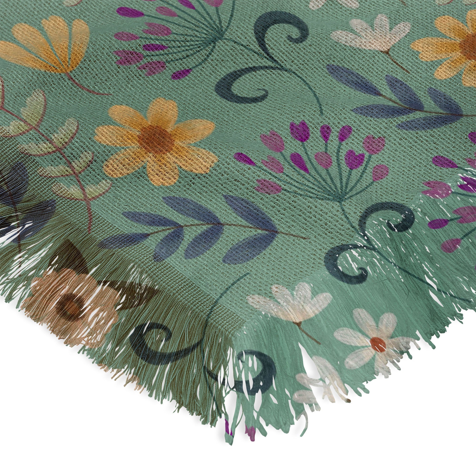 Pimlada Phuapradit Ditsy Floral Blue Green Throw Blanket