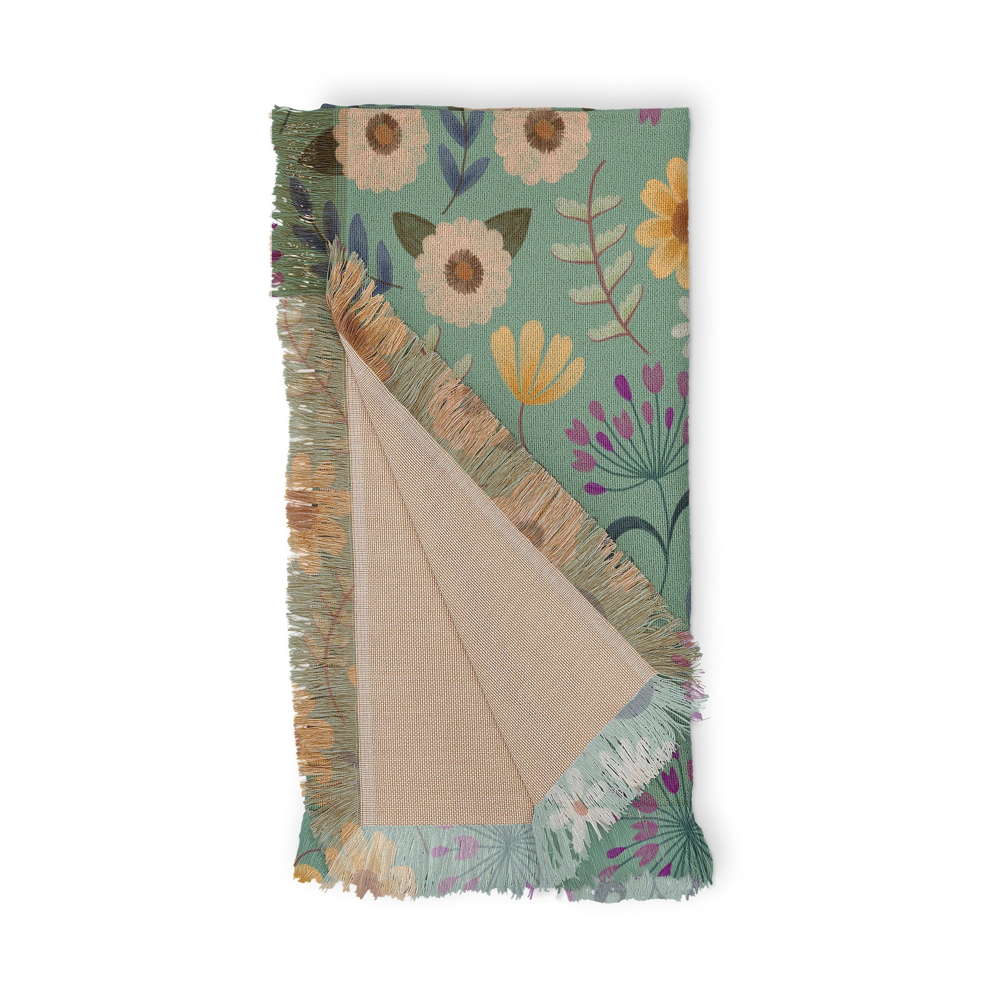 Pimlada Phuapradit Ditsy Floral Blue Green Throw Blanket