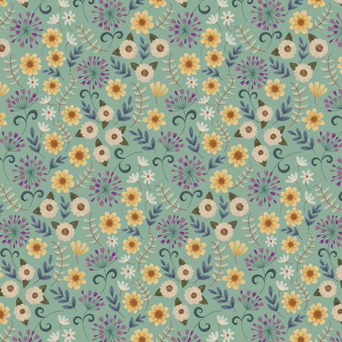 Pimlada Phuapradit Ditsy Floral Blue Green Shower Curtain