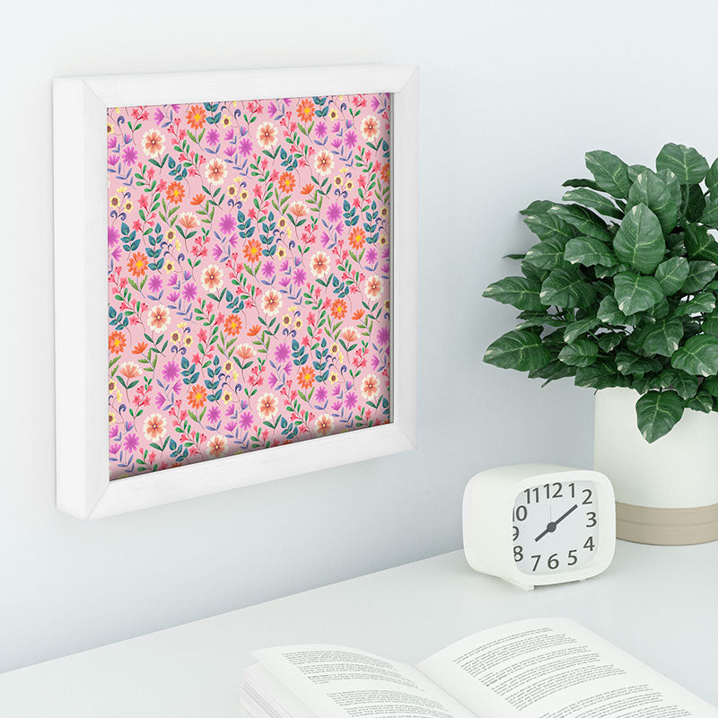 Pimlada Phuapradit Ditsy Floral Pink Recessed Framing Square