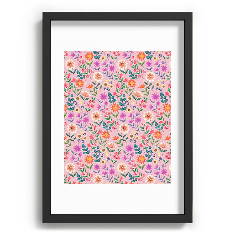 Pimlada Phuapradit Ditsy Floral Pink Recessed Framing Rectangle