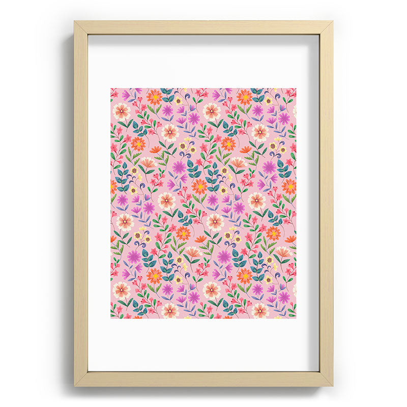Pimlada Phuapradit Ditsy Floral Pink Recessed Framing Rectangle