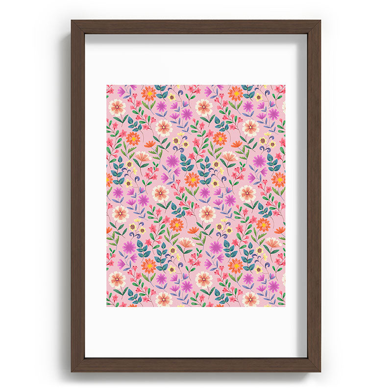 Pimlada Phuapradit Ditsy Floral Pink Recessed Framing Rectangle