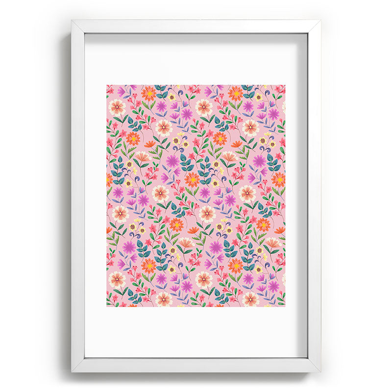 Pimlada Phuapradit Ditsy Floral Pink Recessed Framing Rectangle