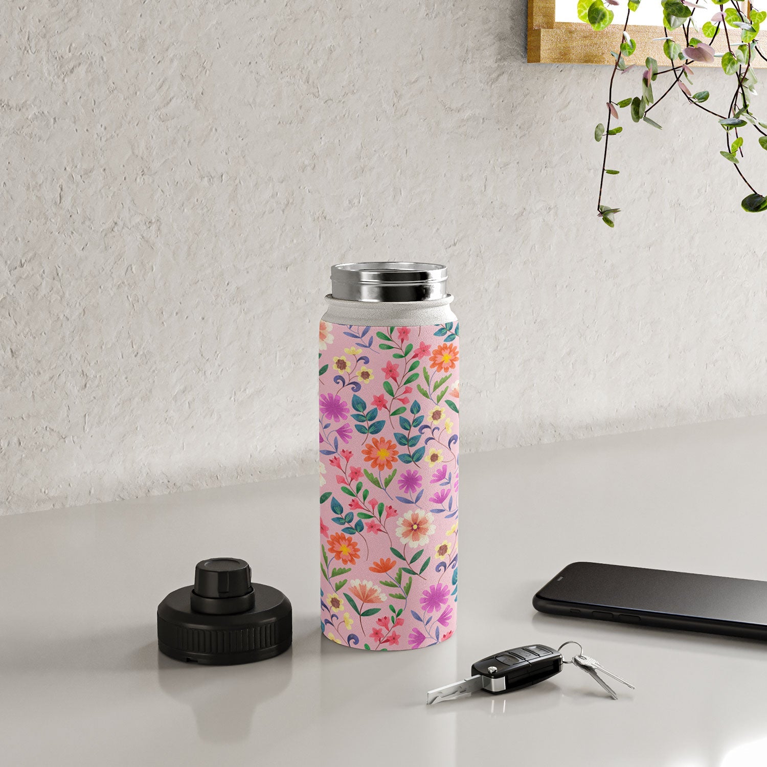 Pimlada Phuapradit Ditsy Floral Pink Water Bottle