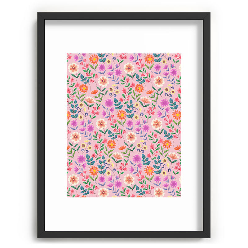 Pimlada Phuapradit Ditsy Floral Pink Recessed Framing Rectangle