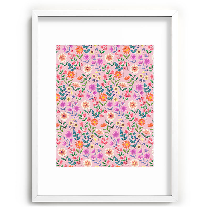 Pimlada Phuapradit Ditsy Floral Pink Recessed Framing Rectangle