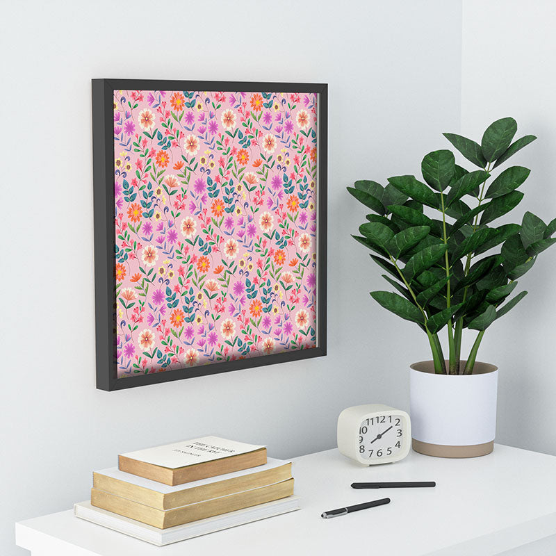 Pimlada Phuapradit Ditsy Floral Pink Recessed Framing Square