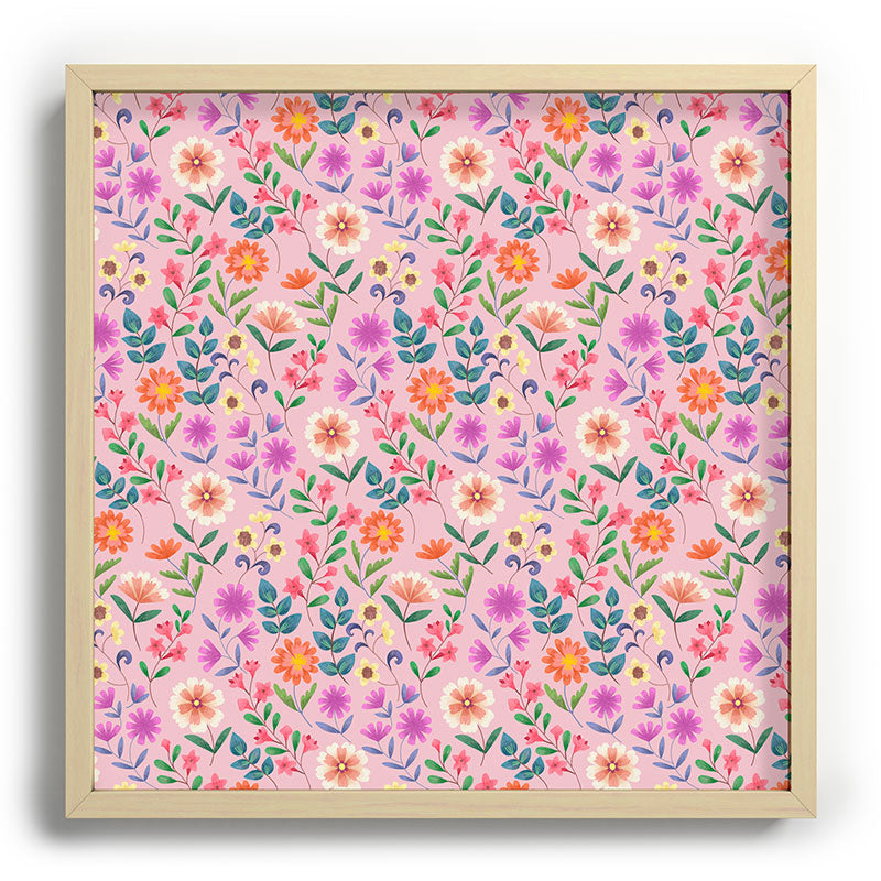 Pimlada Phuapradit Ditsy Floral Pink Recessed Framing Square