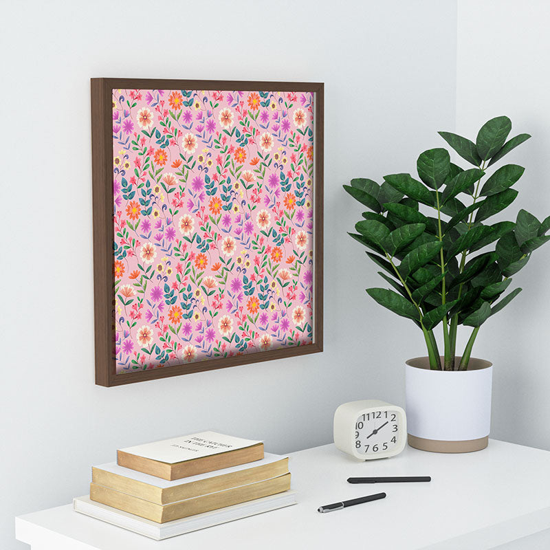 Pimlada Phuapradit Ditsy Floral Pink Recessed Framing Square