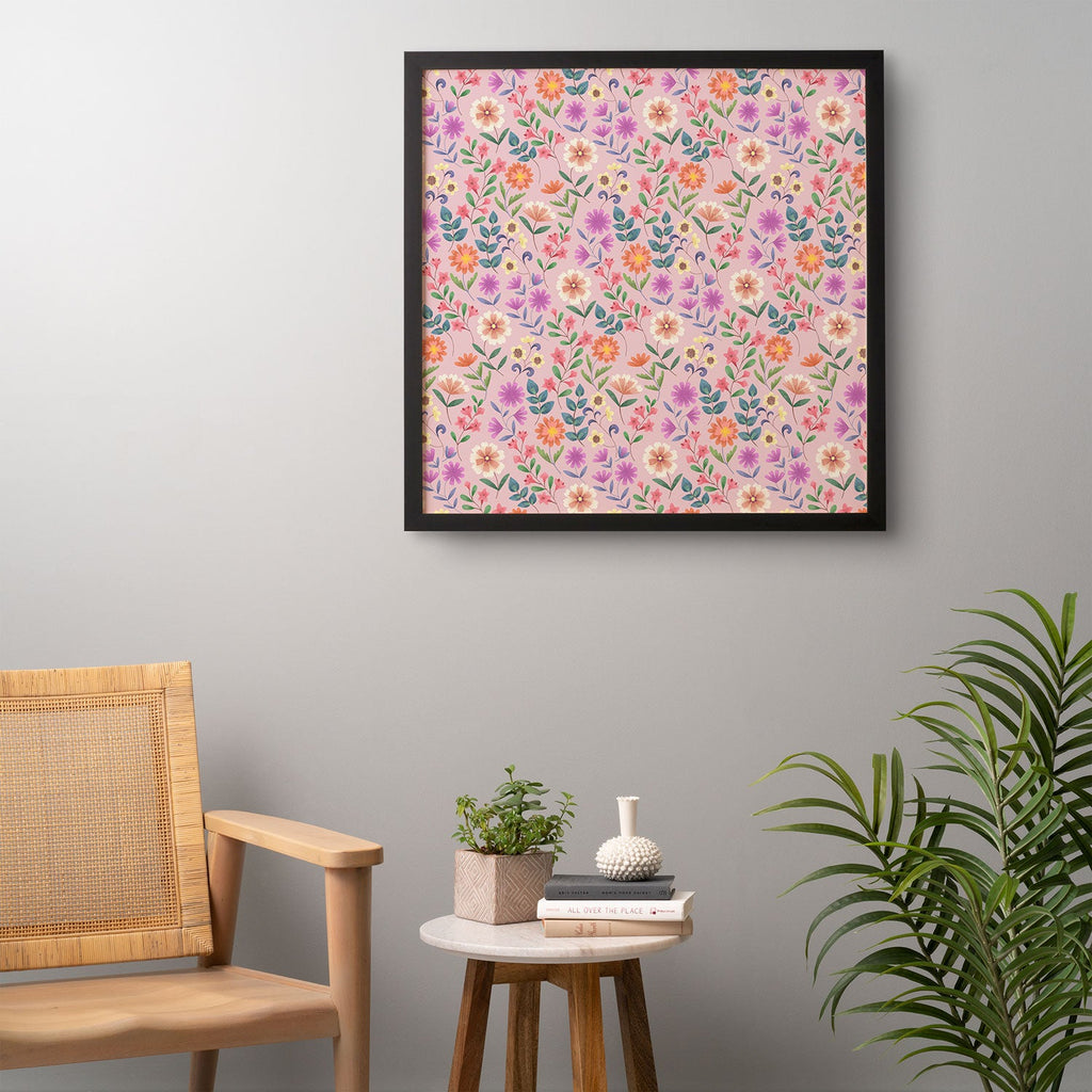 Pimlada Phuapradit Ditsy Floral Pink Framed Wall Art