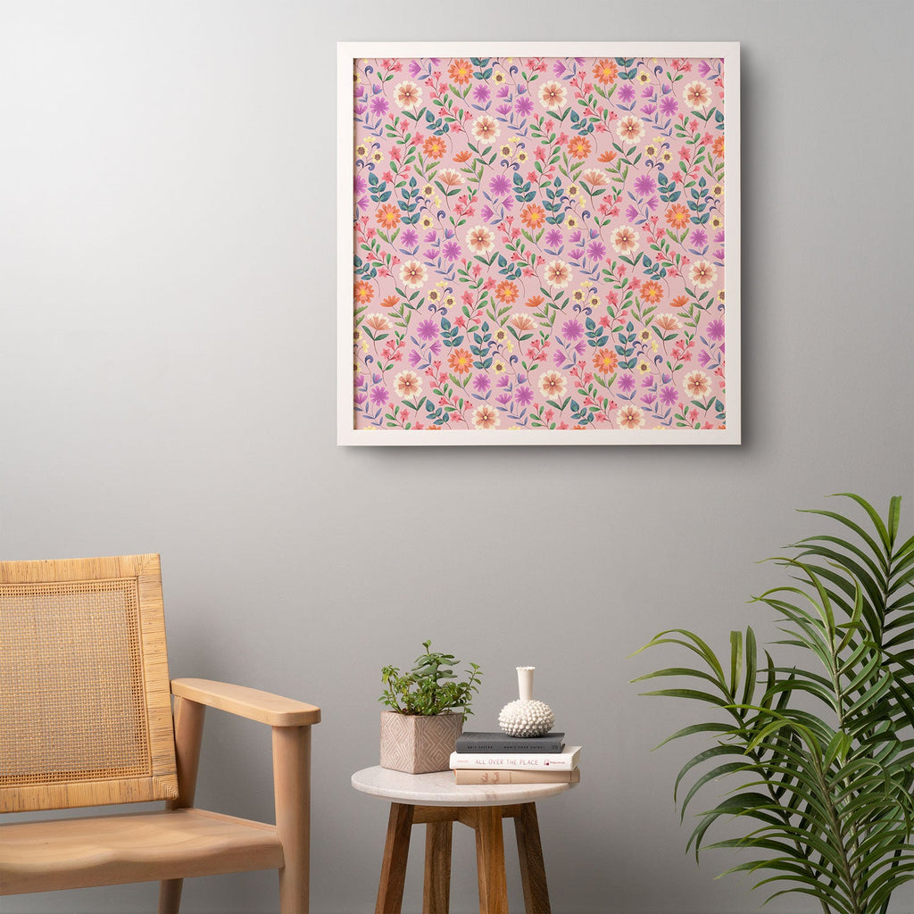 Pimlada Phuapradit Ditsy Floral Pink Framed Wall Art