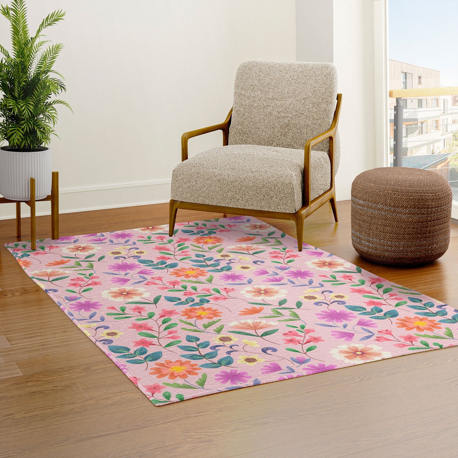 Pimlada Phuapradit Ditsy Floral Pink Area Rug
