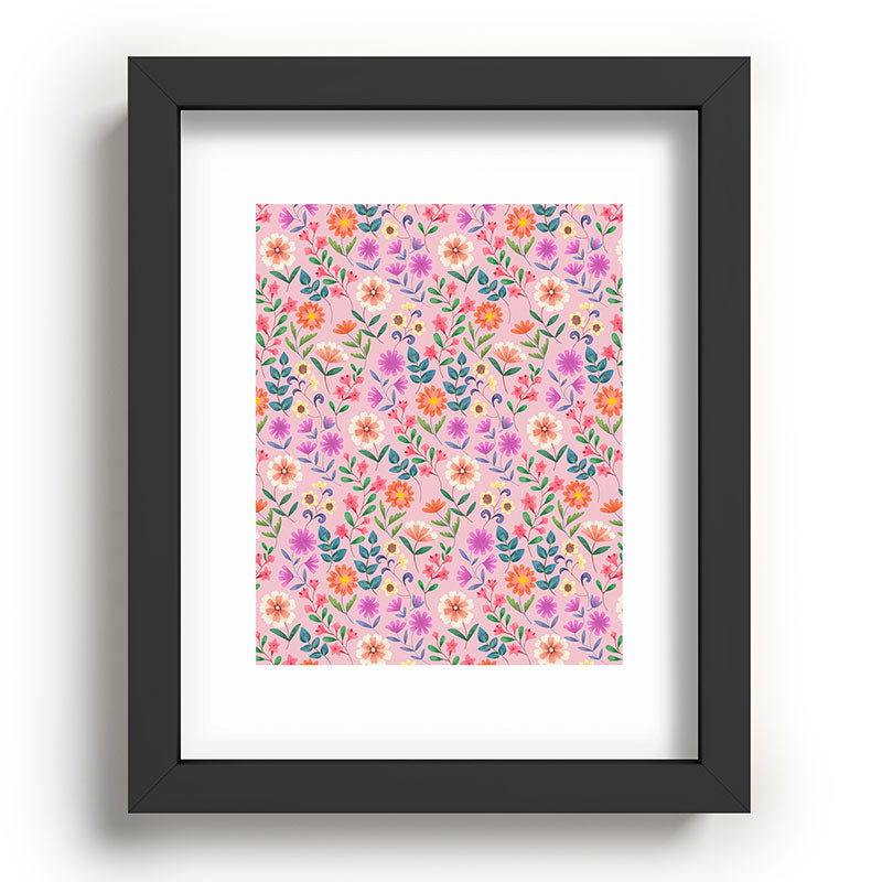 Pimlada Phuapradit Ditsy Floral Pink Recessed Framing Rectangle