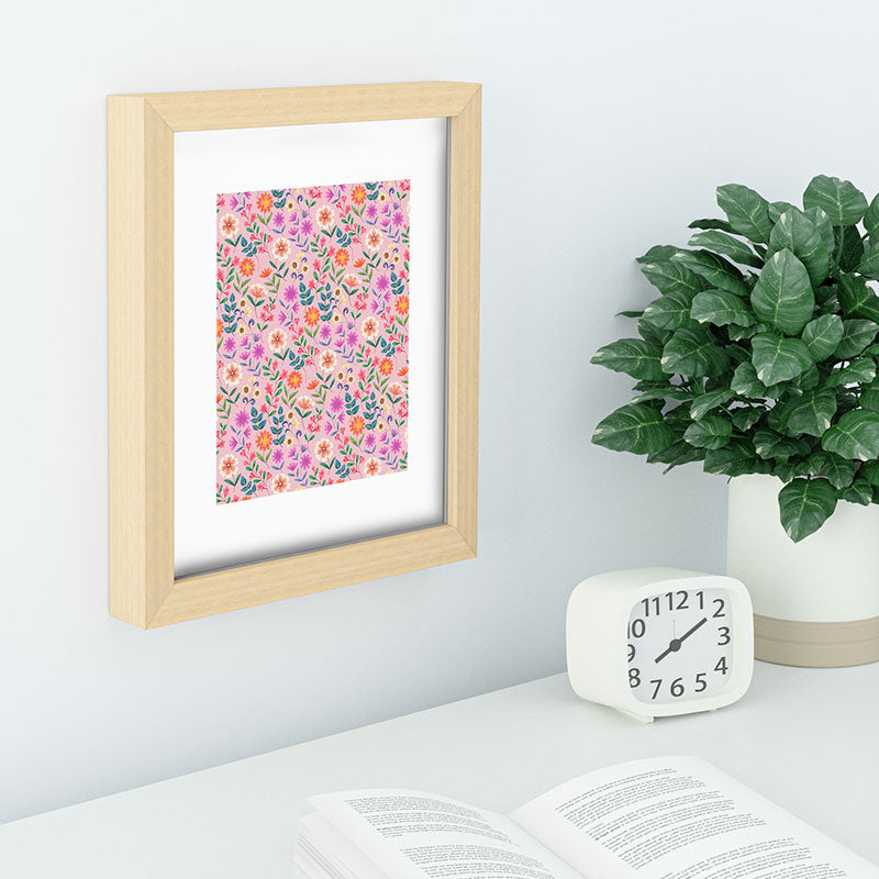 Pimlada Phuapradit Ditsy Floral Pink Recessed Framing Rectangle