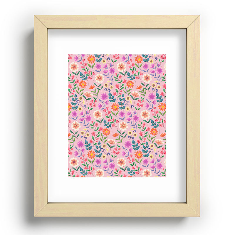 Pimlada Phuapradit Ditsy Floral Pink Recessed Framing Rectangle