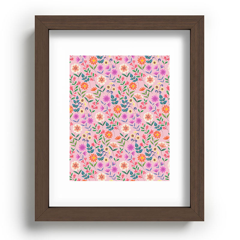 Pimlada Phuapradit Ditsy Floral Pink Recessed Framing Rectangle
