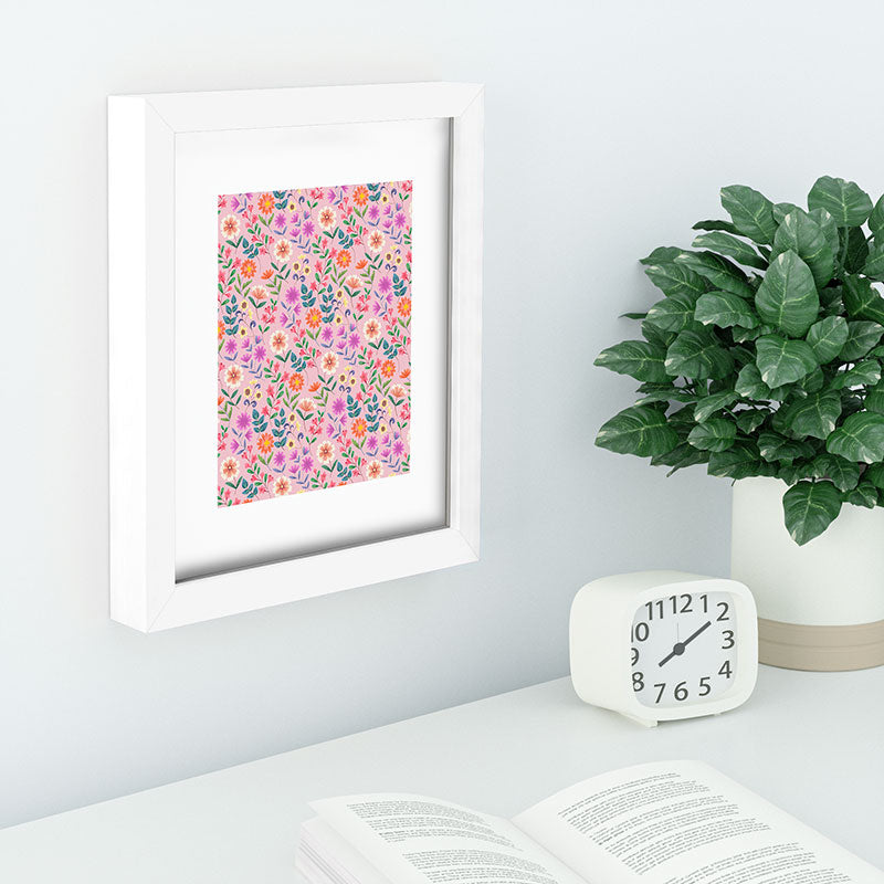 Pimlada Phuapradit Ditsy Floral Pink Recessed Framing Rectangle