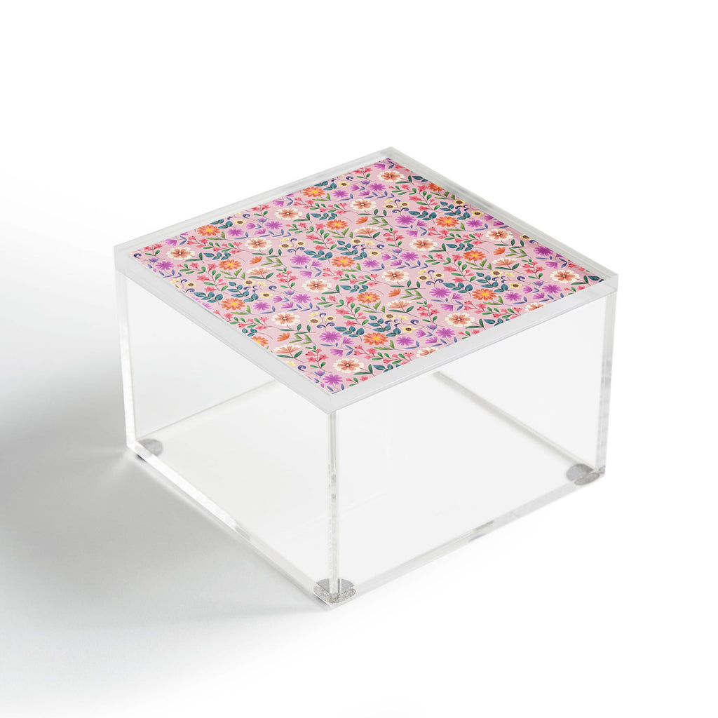Pimlada Phuapradit Ditsy Floral Pink Acrylic Box