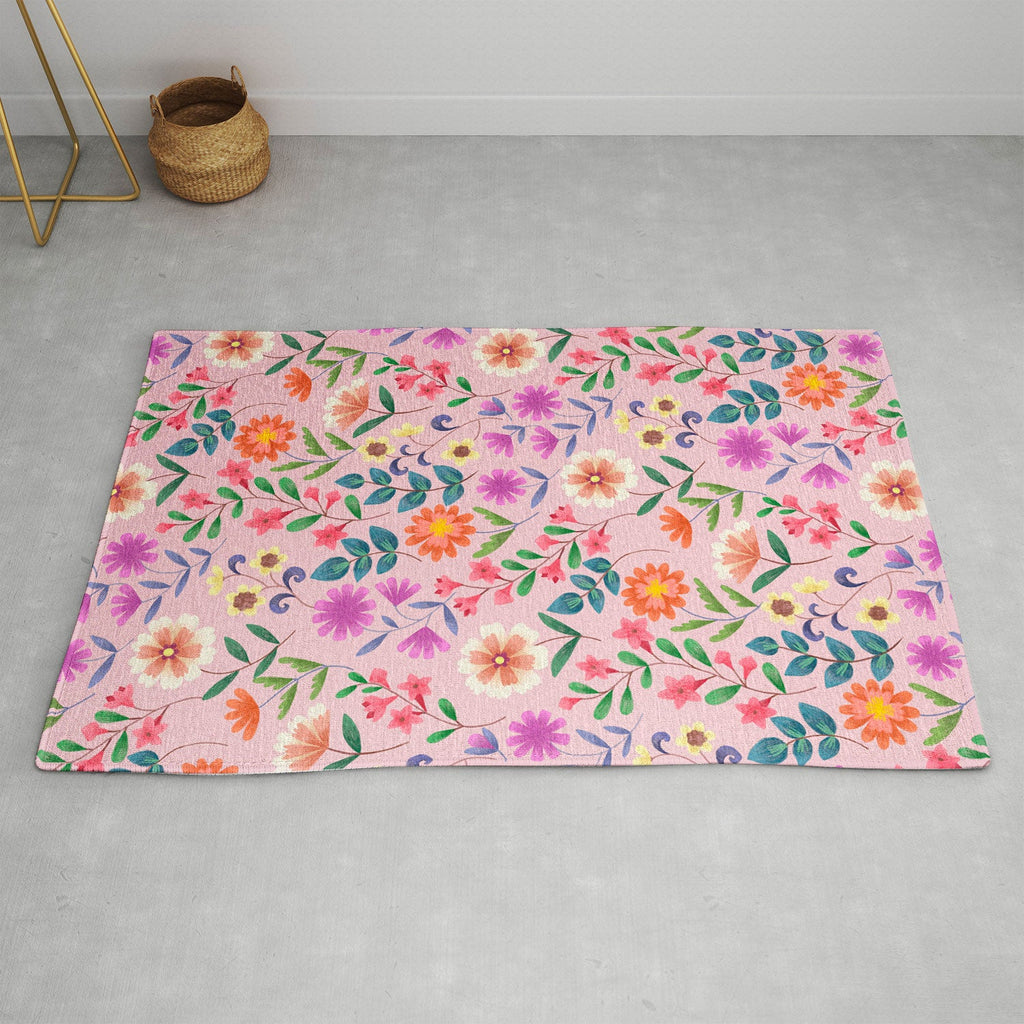 Pimlada Phuapradit Ditsy Floral Pink Area Rug