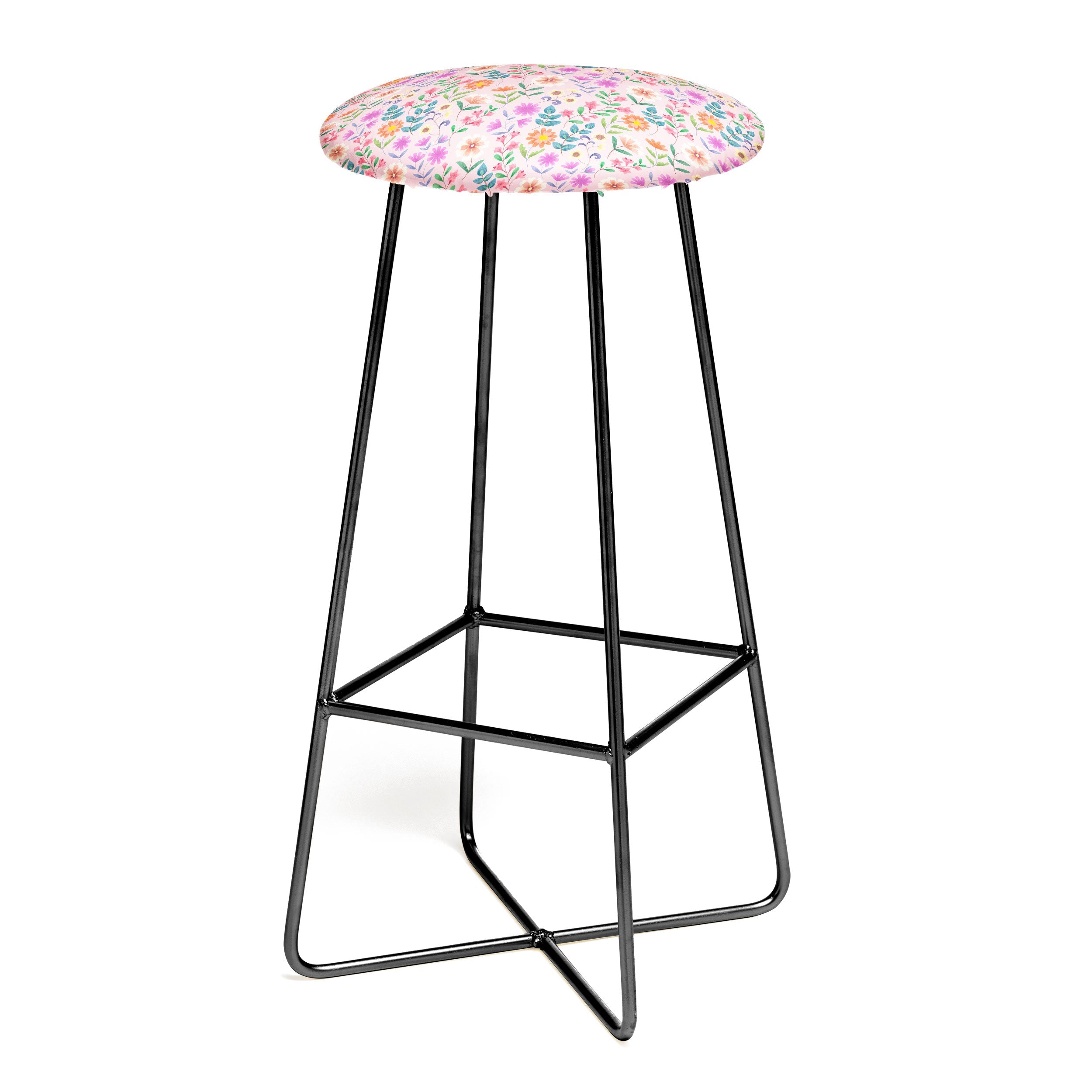 Pimlada Phuapradit Ditsy Floral Pink Bar Stool