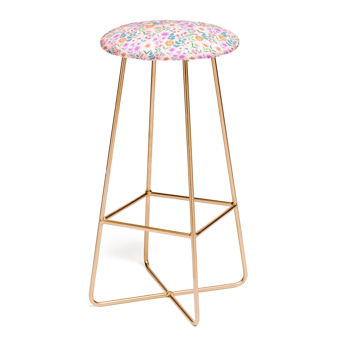 Pimlada Phuapradit Ditsy Floral Pink Bar Stool