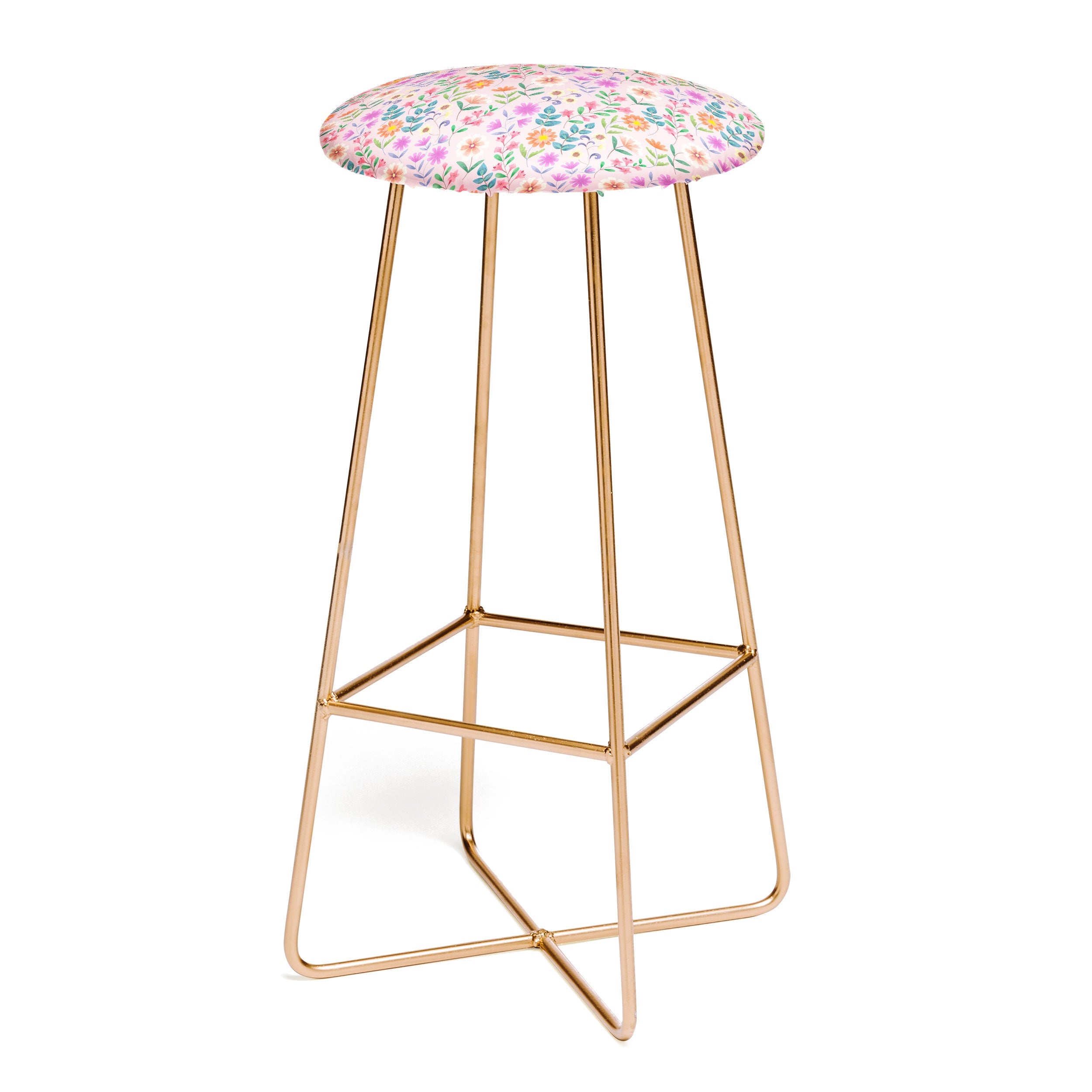 Pimlada Phuapradit Ditsy Floral Pink Bar Stool
